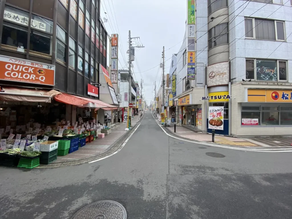 右手に松屋さんがある通りを直進します